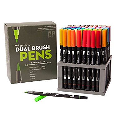 Tombow Dual Brush Pens, 96 Color Set with Desk Stand